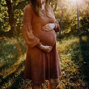 Motherhood Maternity Rust bell sleeve dress